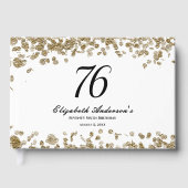 Elegant Minimalist Black and Gold 76th Birthday ゲストブック (正面)