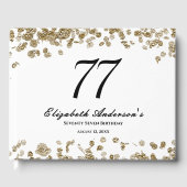 Elegant Minimalist Black and Gold 77th Birthday ゲストブック (正面)