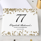 Elegant Minimalist Black and Gold 77th Birthday ゲストブック