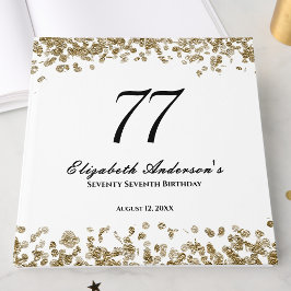 Elegant Minimalist Black and Gold 77th Birthday ゲストブック