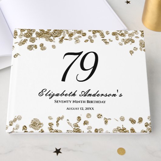 Elegant Minimalist Black and Gold 79th Birthday ゲストブック