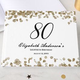 Elegant Minimalist Black and Gold 80th Birthday ゲストブック