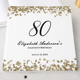 Elegant Minimalist Black and Gold 80th Birthday ゲストブック