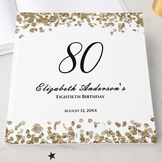 Elegant Minimalist Black and Gold 80th Birthday ゲストブック