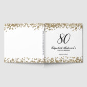 Elegant Minimalist Black and Gold 80th Birthday ゲストブック (全面)