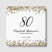 Elegant Minimalist Black and Gold 80th Birthday ゲストブック (正面)