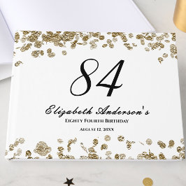 Elegant Minimalist Black and Gold 84th Birthday ゲストブック