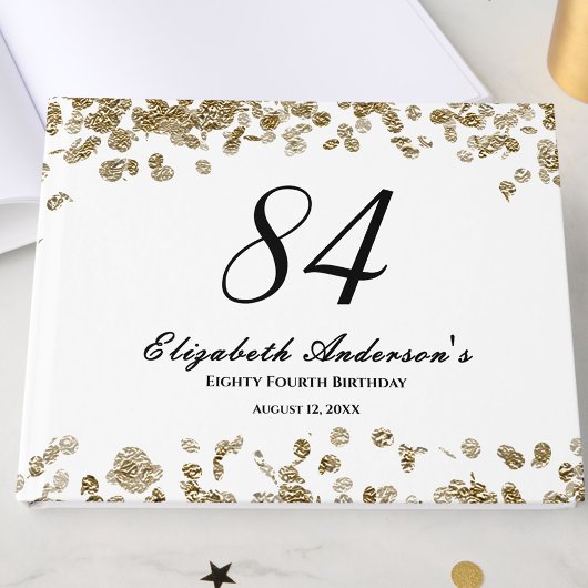 Elegant Minimalist Black and Gold 84th Birthday ゲストブック