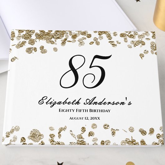 Elegant Minimalist Black and Gold 85th Birthday ゲストブック