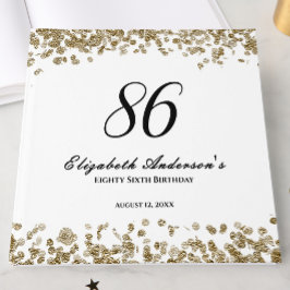 Elegant Minimalist Black and Gold 86th Birthday ゲストブック