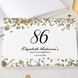 Elegant Minimalist Black and Gold 86th Birthday ゲストブック
