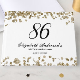 Elegant Minimalist Black and Gold 86th Birthday ゲストブック