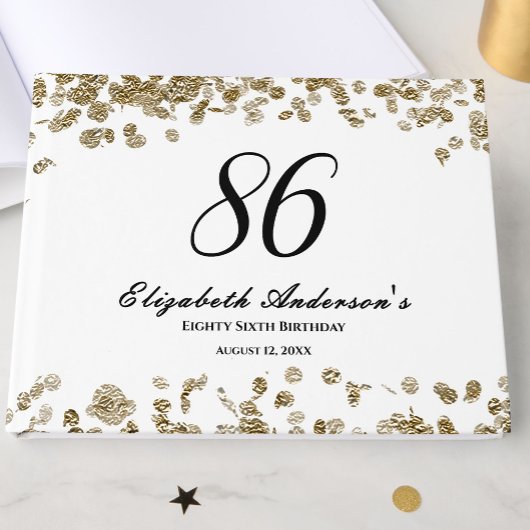 Elegant Minimalist Black and Gold 86th Birthday ゲストブック