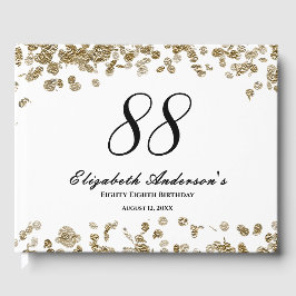 Elegant Minimalist Black and Gold 88th Birthday ゲストブック