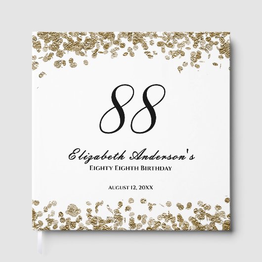Elegant Minimalist Black and Gold 88th Birthday ゲストブック (正面)