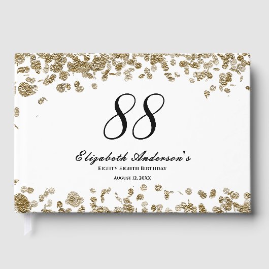 Elegant Minimalist Black and Gold 88th Birthday ゲストブック (正面)