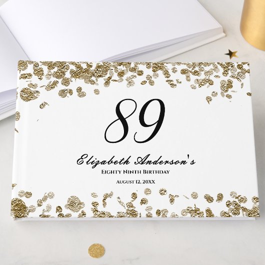 Elegant Minimalist Black and Gold 89th Birthday ゲストブック