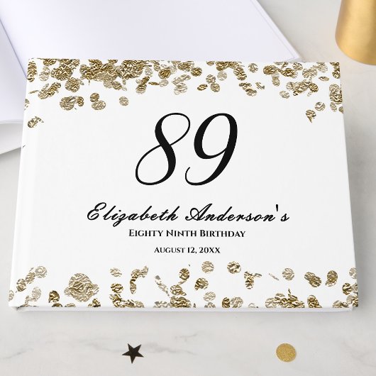 Elegant Minimalist Black and Gold 89th Birthday ゲストブック