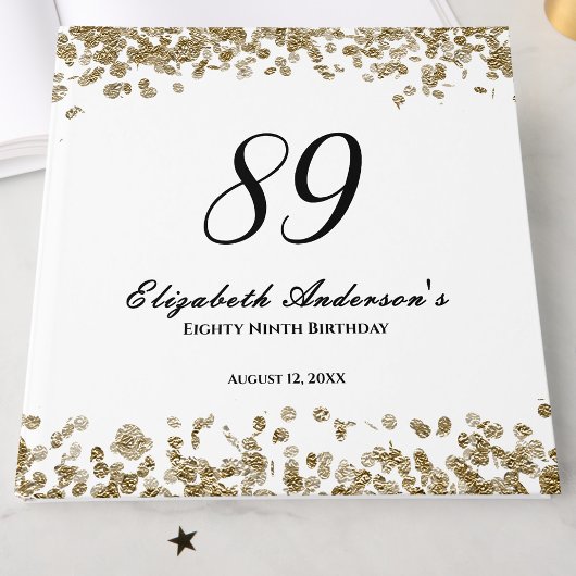 Elegant Minimalist Black and Gold 89th Birthday ゲストブック