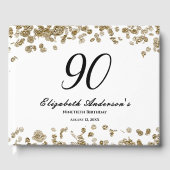 Elegant Minimalist Black and Gold 90th Birthday ゲストブック (正面)