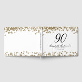 Elegant Minimalist Black and Gold 90th Birthday ゲストブック (全面)