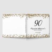 Elegant Minimalist Black and Gold 90th Birthday ゲストブック (全面)