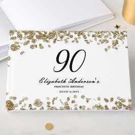Elegant Minimalist Black and Gold 90th Birthday ゲストブック