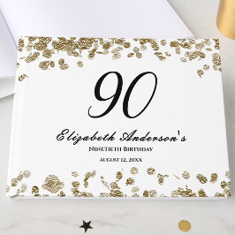 Elegant Minimalist Black and Gold 90th Birthday ゲストブック