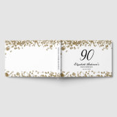 Elegant Minimalist Black and Gold 90th Birthday ゲストブック (全面)