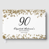 Elegant Minimalist Black and Gold 90th Birthday ゲストブック (正面)