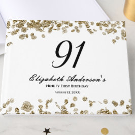 Elegant Minimalist Black and Gold 91st Birthday ゲストブック