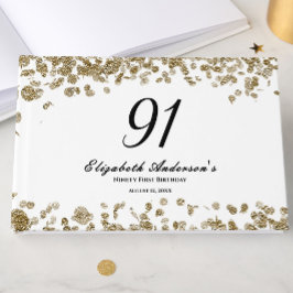 Elegant Minimalist Black and Gold 91st Birthday ゲストブック