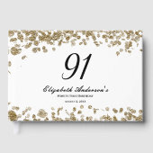 Elegant Minimalist Black and Gold 91st Birthday ゲストブック (正面)