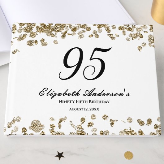 Elegant Minimalist Black and Gold 95th Birthday ゲストブック