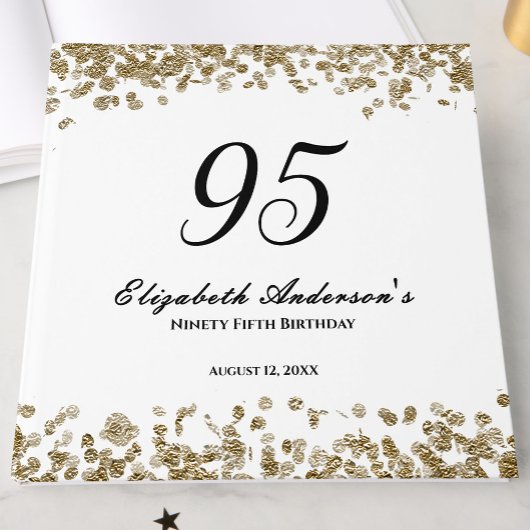 Elegant Minimalist Black and Gold 95th Birthday ゲストブック
