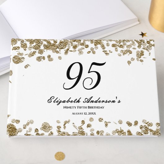 Elegant Minimalist Black and Gold 95th Birthday ゲストブック