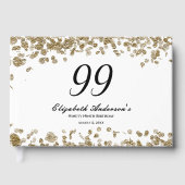 Elegant Minimalist Black and Gold 99th Birthday ゲストブック (正面)