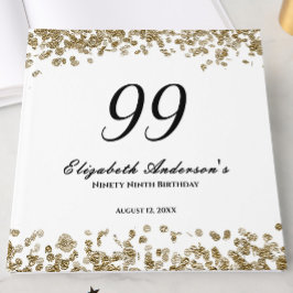 Elegant Minimalist Black and Gold 99th Birthday ゲストブック