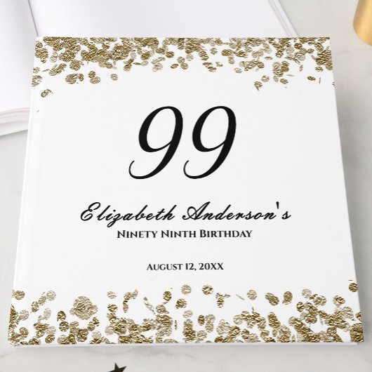 Elegant Minimalist Black and Gold 99th Birthday ゲストブック