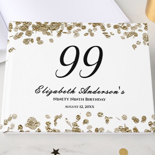 Elegant Minimalist Black and Gold 99th Birthday ゲストブック