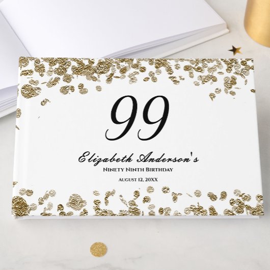 Elegant Minimalist Black and Gold 99th Birthday ゲストブック