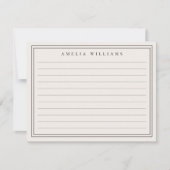 Elegant Minimalist Black and Ivory Ruled ノートカード (正面)