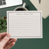 Elegant Minimalist Black and Ivory Ruled ノートカード