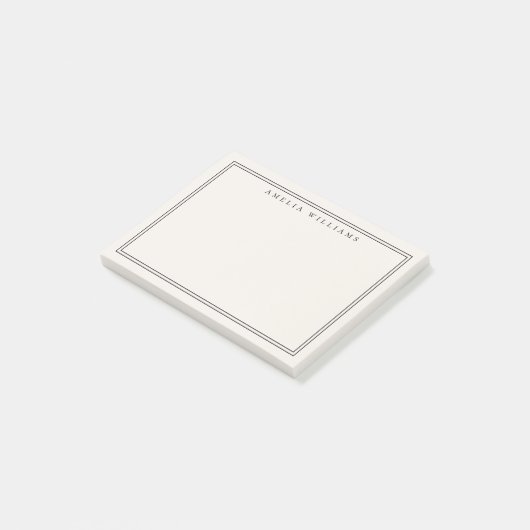 Elegant Minimalist Black and Ivory Two Border ポストイット (アングル)