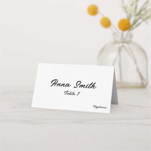 Elegant Minimalist Black and White Contemporary プレイスカード (正面)