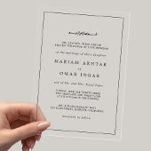 Elegant Minimalist Black and White Islamic Wedding アクリル招待状