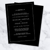 Elegant Minimalist Black and White Islamic Wedding 招待状