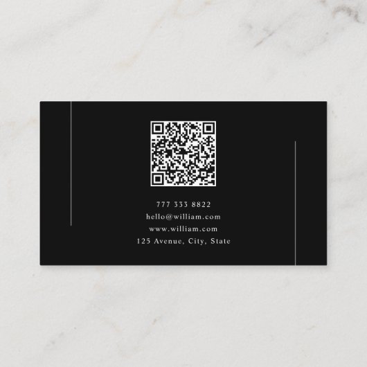 Elegant Minimalist Black and White QR Code 名刺 (裏面)