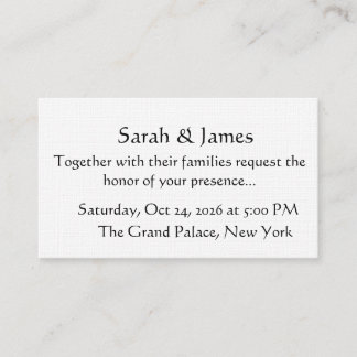 Elegant Minimalist Black and White Wedding Invitat プレイスカード