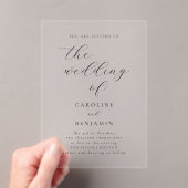 Elegant Minimalist Black Calligraphy Wedding Clear アクリル招待状 (インサイチュ (ポータブル))